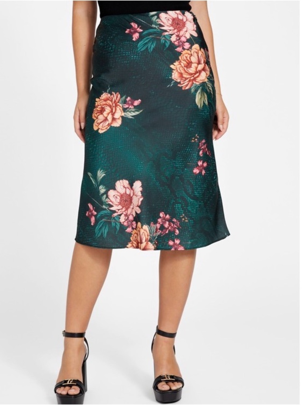 Guess Vivian Printed Satin Skirt